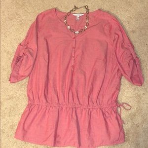 Pretty Pink Cinched Low Waist Blouse